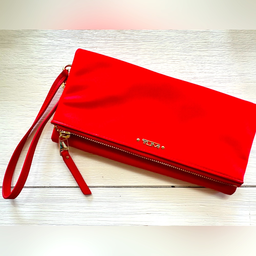 Tumi Voyageur Travel Wallet Red Leather and Nylon